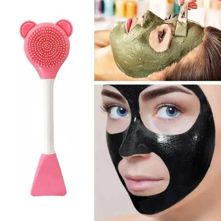 2-in-1 Dual-Sided Silicone Facial Cleansing Brush – Teddy Bear Design Blackhead Remover & Mask Applicator - The Nexa Shop