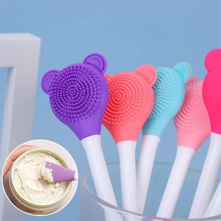 2-in-1 Dual-Sided Silicone Facial Cleansing Brush – Teddy Bear Design Blackhead Remover & Mask Applicator - The Nexa Shop