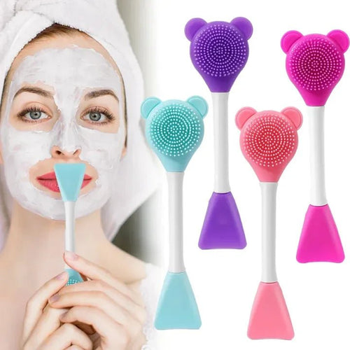 2-in-1 Dual-Sided Silicone Facial Cleansing Brush – Teddy Bear Design Blackhead Remover & Mask Applicator - The Nexa Shop