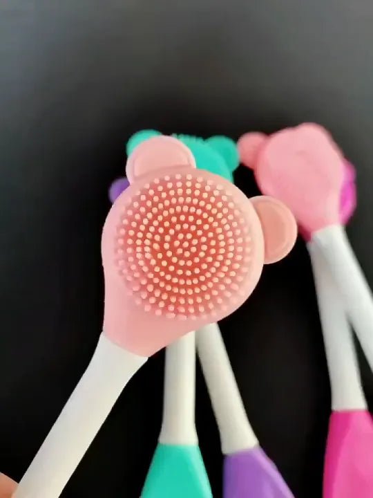 2-in-1 Dual-Sided Silicone Facial Cleansing Brush – Teddy Bear Design Blackhead Remover & Mask Applicator - The Nexa Shop