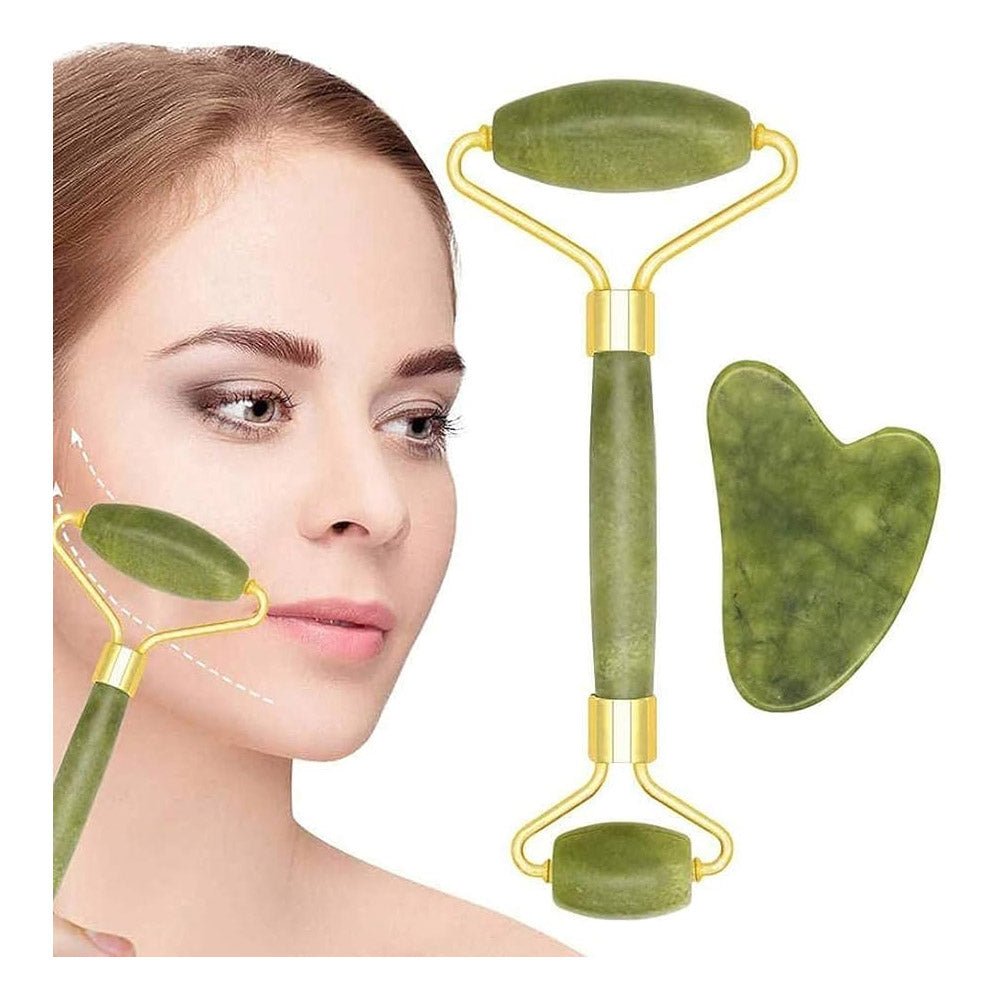 3-in-1 Radiant Skincare Set – Jade Roller, Gua Sha & 2-in-1 Mask Brush - The Nexa Shop