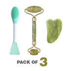3-in-1 Radiant Skincare Set – Jade Roller, Gua Sha & 2-in-1 Mask Brush - The Nexa Shop