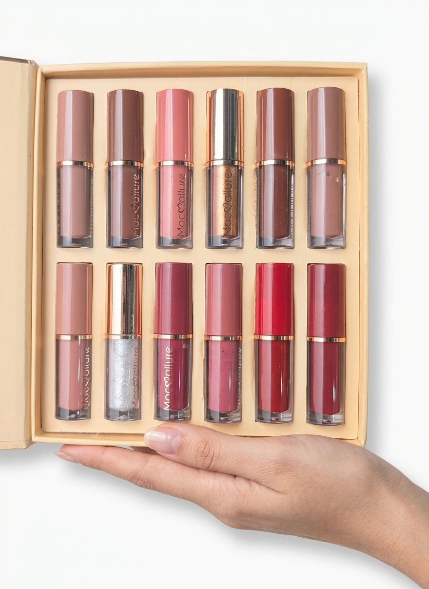 Mocallure 12-Piece Nude Matte Lip Gloss Set