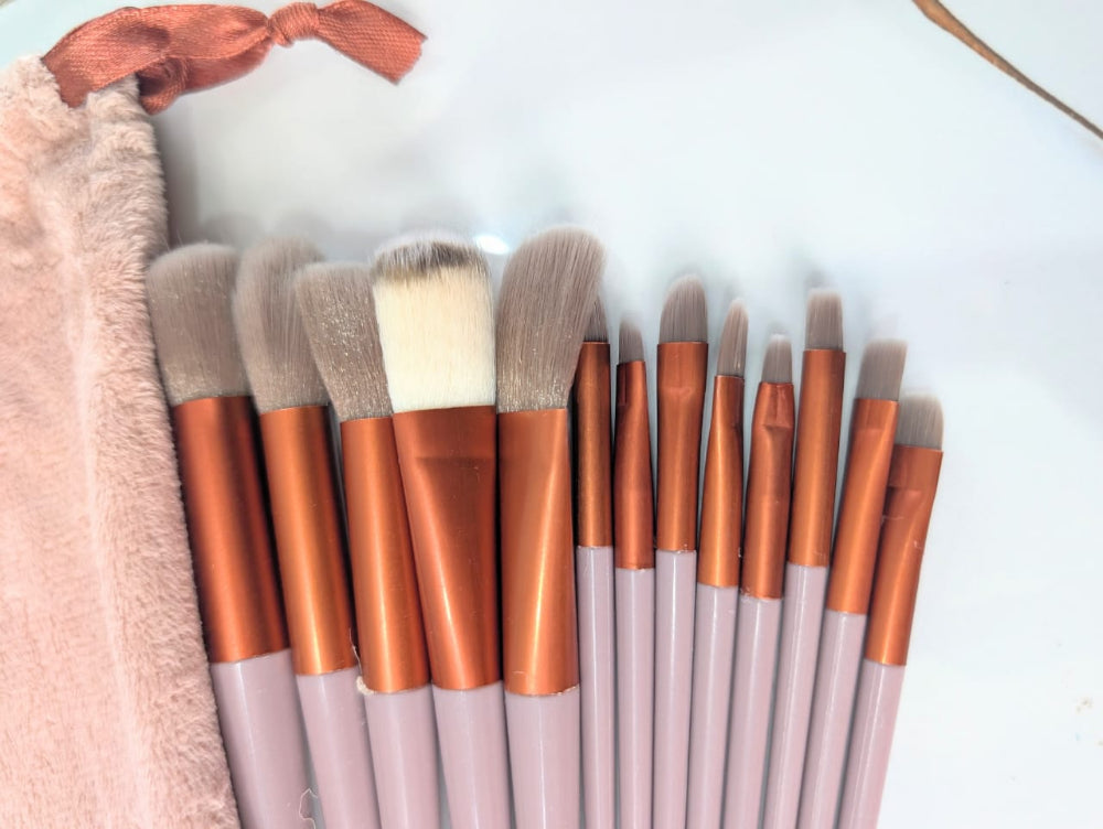13-Pc Travel-Friendly Makeup Brush Set with Storage Pouch | Face & Eye Beauty Essentials