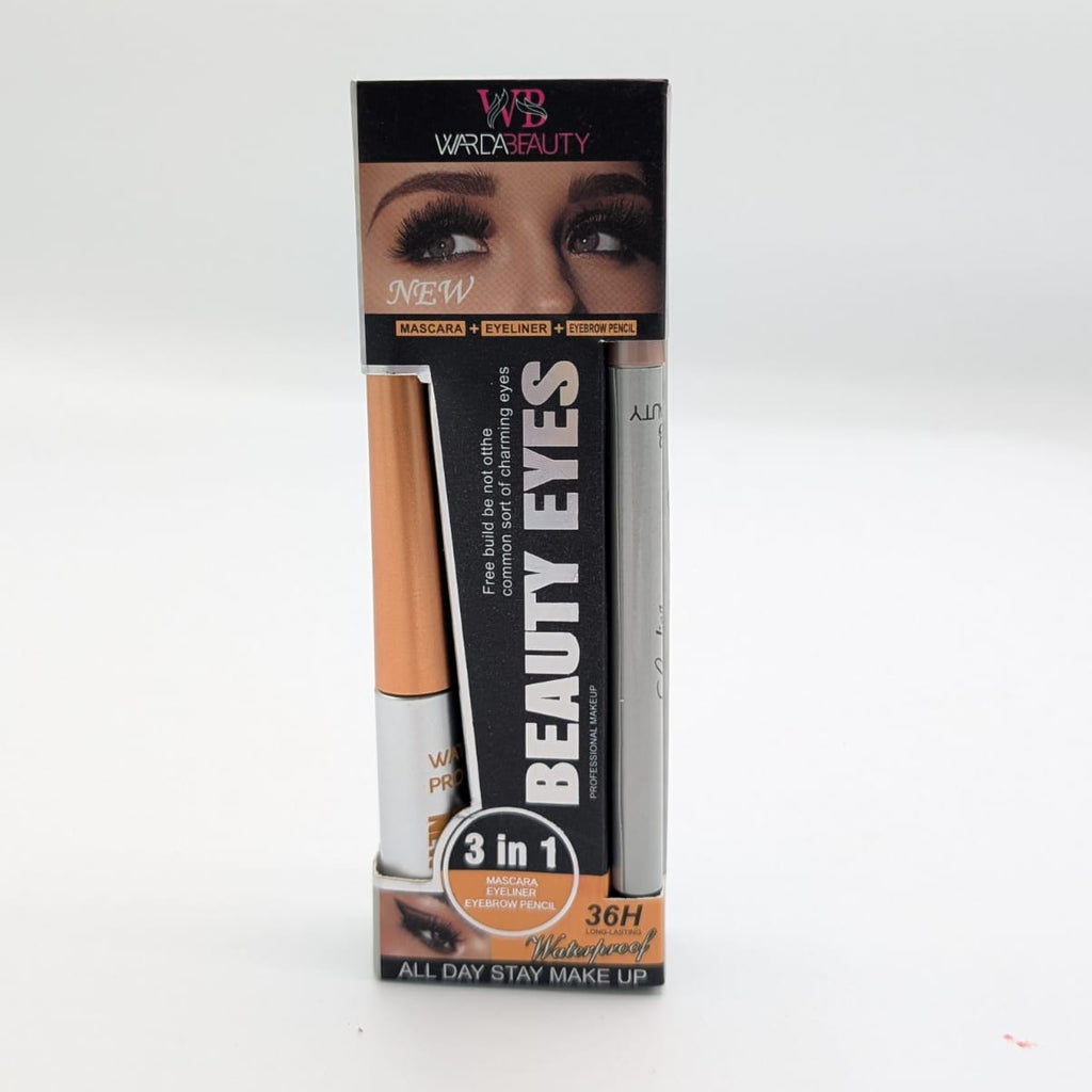 Warda Beauty 3-in-1 Beauty Eyes Set (Mascara + Eyeliner + Eyebrow Pencil)