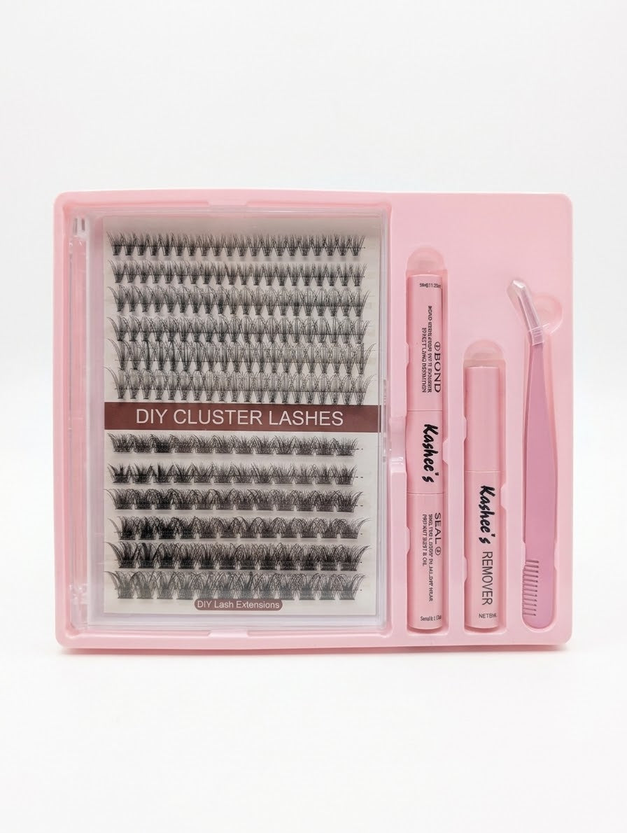 Kashee's 192-Pcs DIY Cluster Eyelash Extension Kit with Bond, Seal & Applicator Tool