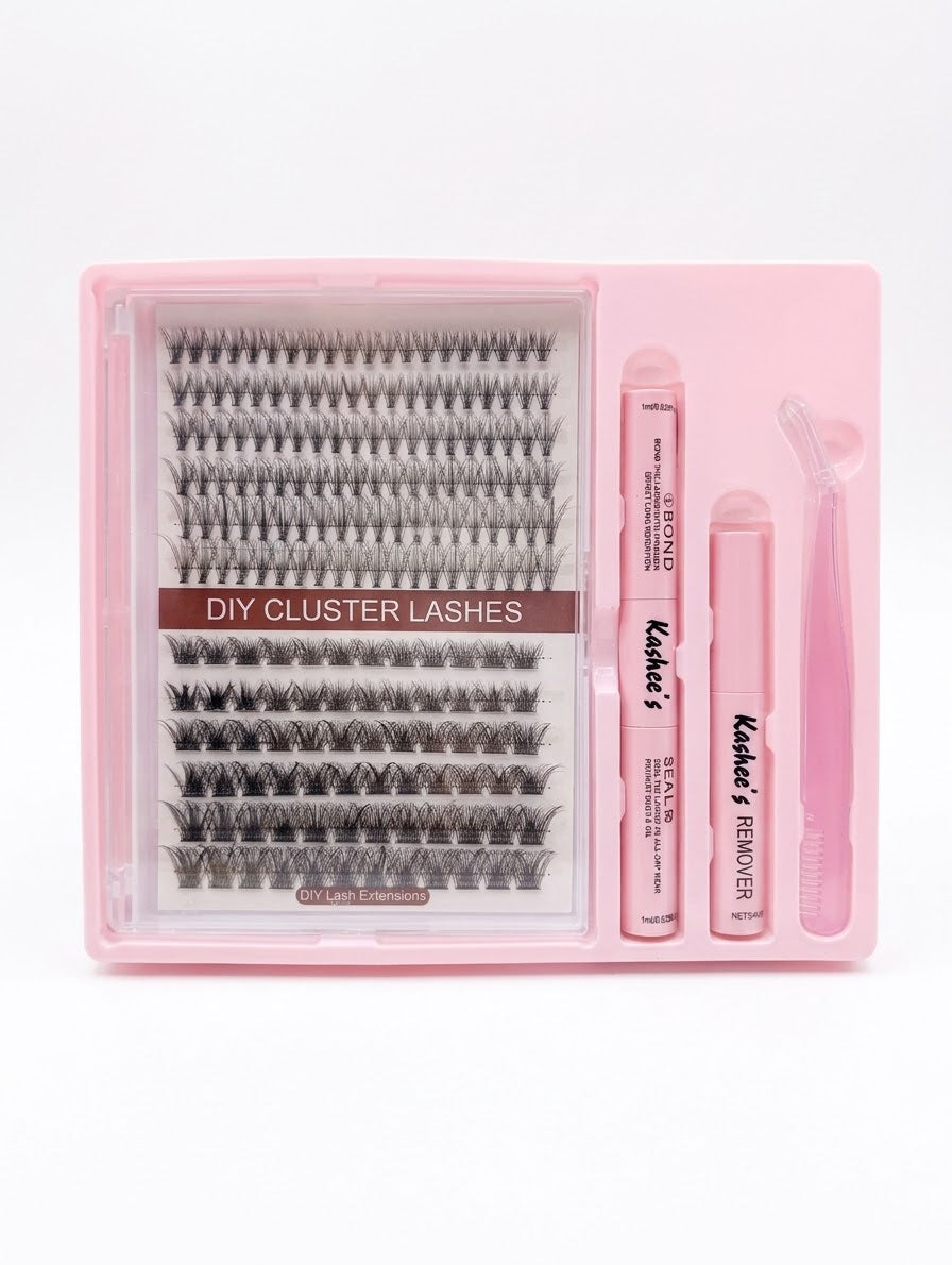 Kashee's 192-Pcs DIY Cluster Eyelash Extension Kit with Bond, Seal & Applicator Tool