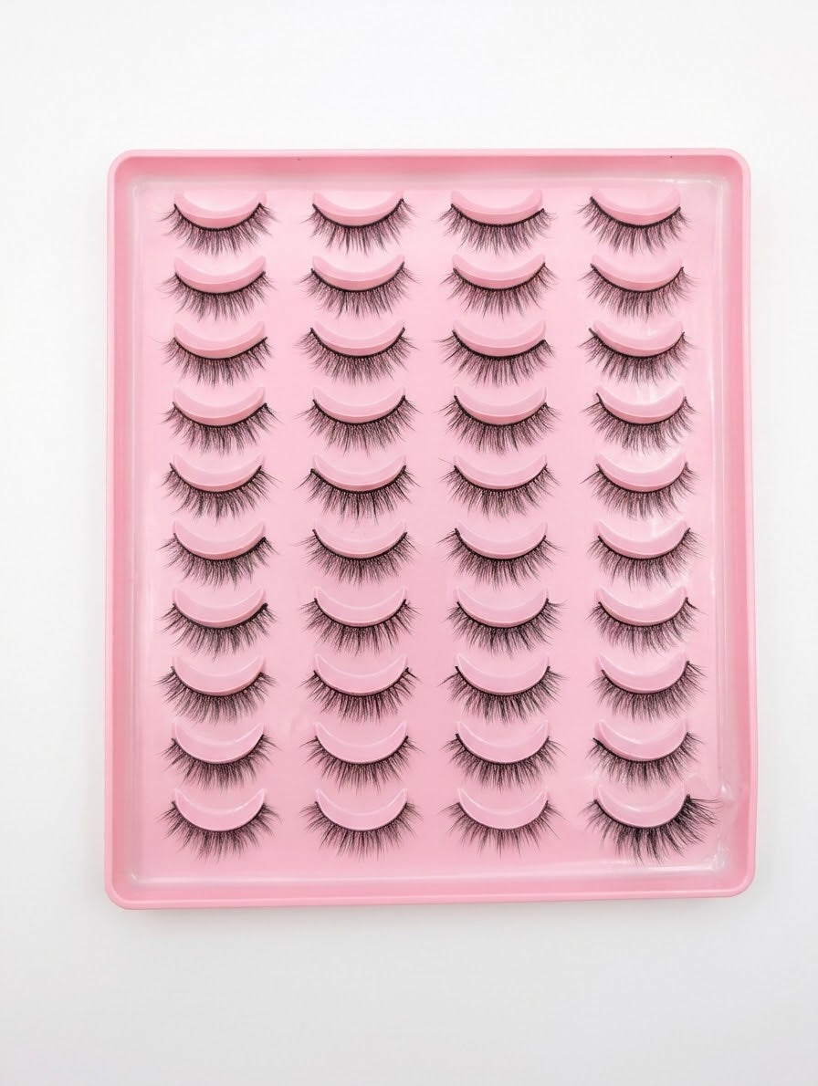 3D Professional Eyelashes Set: 20 Pairs of Voluminous, Reusable Faux Mink Lashes