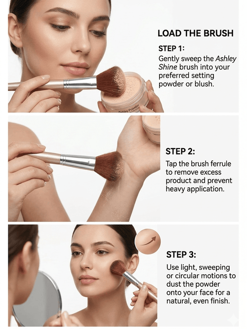 Ashley Shine Professional Small Face Brush / Highlight Powder & Blush Brush – Ultra-Soft Synthetic Bristles - The Nexa Shop