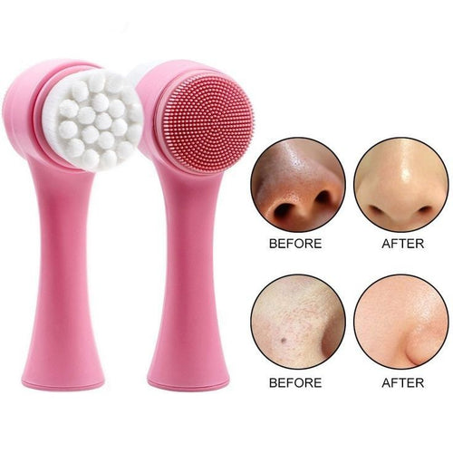 Dual Side Facial Cleansing Brush Manual Face Wash Silicone & Soft Bristle Brush - The Nexa Shop