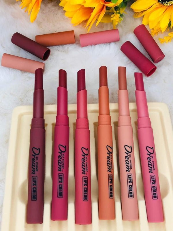 Heng Fang Dream Refreshing Matte Lips Color Crayon Set (6 Pcs) - The Nexa Shop