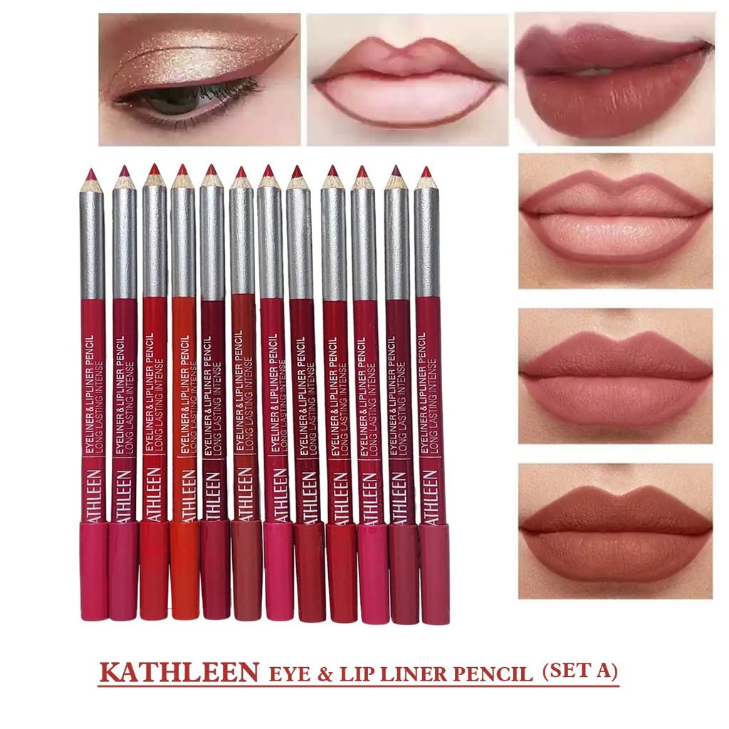 KATHLEEN Long Lasting Thick Lipliner Pencil Set (12 Pcs) - The Nexa Shop