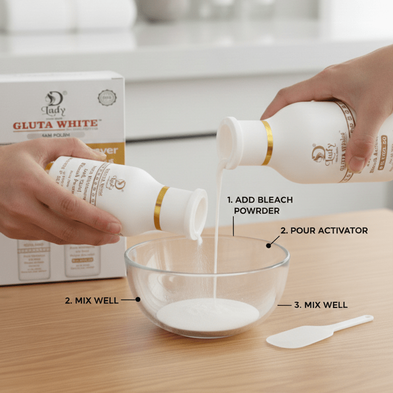 Lady Gluta White Extra Whitening 24K Gold Bleach Set (6% Vol 20)_ Keep Glowing Forever - The Nexa Shop