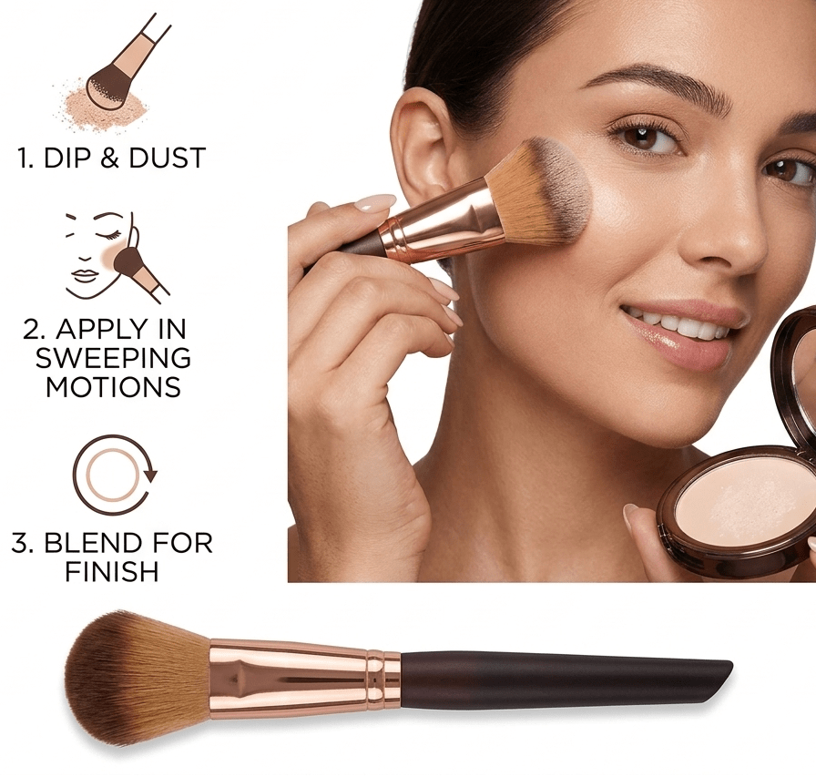 Large Dome Powder & Blush Brush – High-Performance Soft Synthetic Bristles - The Nexa Shop