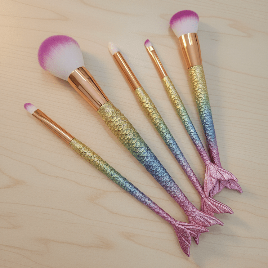Mermaid Makeup Brush Set (5 pcs) | Gradient Cosmetic Beauty Brushes - The Nexa Shop