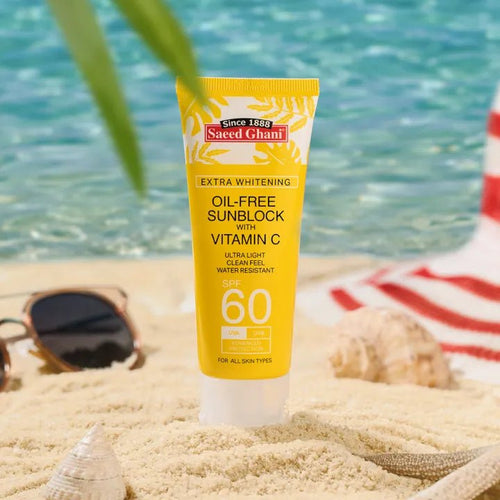 Saeed Ghani Oil-Free Sunblock SPF 60 with Vitamin C – Extra Whitening & Water Resistant - The Nexa Shop