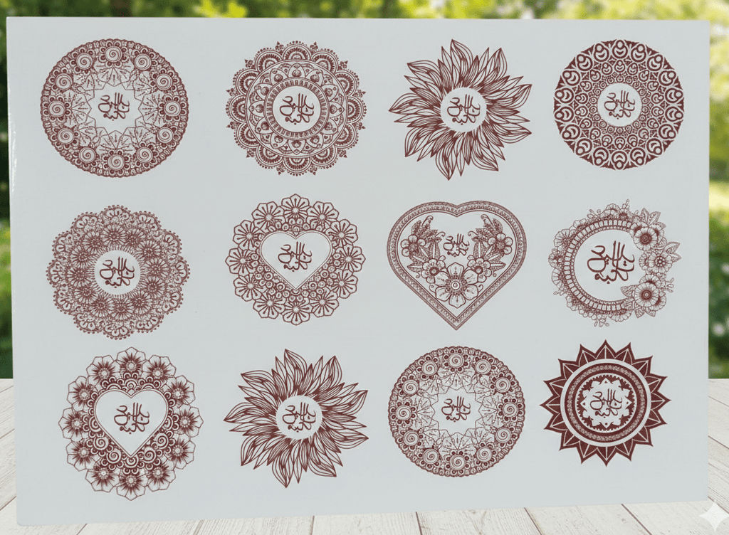 Traditional Red Mehndi Tattoo Sticker Sheets – Bridal & Hand Design Set - The Nexa Shop