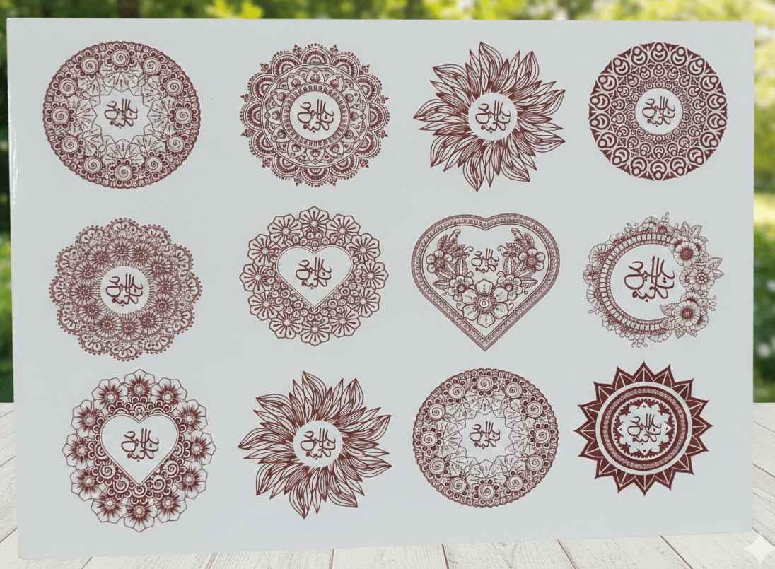 Traditional Red Mehndi Tattoo Sticker Sheets – Bridal & Hand Design Set - The Nexa Shop